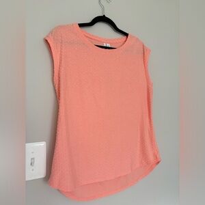 Elle Coral Peach Dot-Texture Cap Sleeve Tank Top